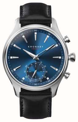 Kronaby Reloj inteligente híbrido Sekel (41 mm) esfera azul / correa de piel italiana negra S3758/1