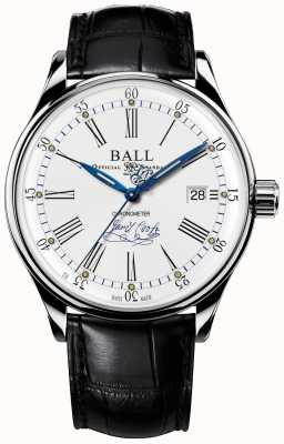 Ball Watch Company Trainmaster esfuerzo cronómetro cuero de edición limitada NM3288D-LL2CJ-WH