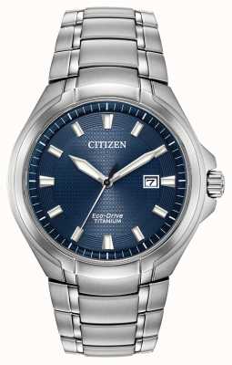 Citizen Reloj de hombre titanio eco-drive esfera azul resistente al agua 100m BM7431-51L