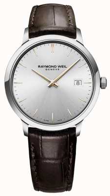 Raymond Weil | toccata de los hombres | correa de cuero marrón | esfera plateada | 5485-SL5-65001