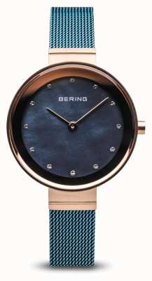 Bering Mujer | clásico | malla de acero plateada pvd azul 10128-368