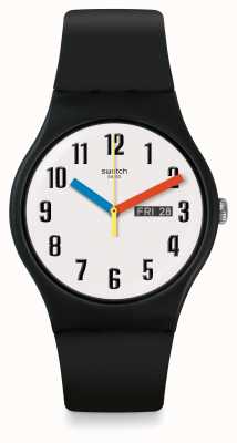 Swatch | nuevo caballero | reloj elemental | silicona negra | SO29B705