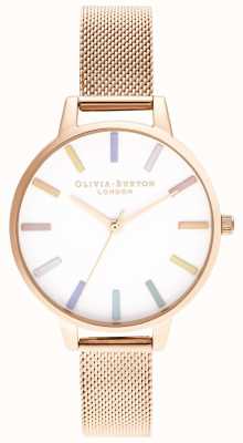 Olivia Burton | mujer | arcoiris | pulsera de malla de oro rosa | OB16RB24