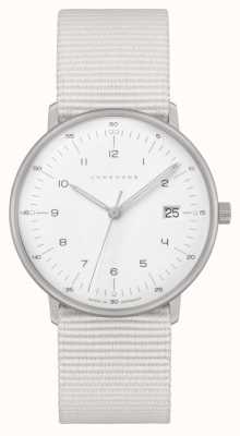 Junghans Max bill damen | correa de nailon blanco | esfera blanca 47/4050.04