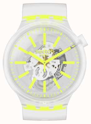 Swatch Yellowinjelly | grande negrita | reloj con correa transparente SO27E103
