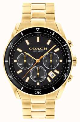 Coach Preston de los hombres | pulsera de acero chapado en oro | esfera negra 14602517
