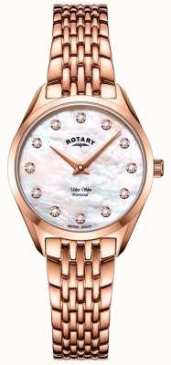 Rotary Reloj de pulsera de oro rosa ultradelgado para mujer LB08014/41/D