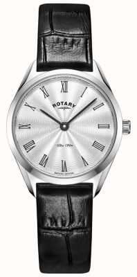 Rotary Reloj de piel plateado ultradelgado para mujer LS08010/01
