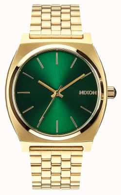 Nixon Contador de tiempo | rayo de sol dorado / verde | pulsera acero ip oro | esfera verde A045-1919-00
