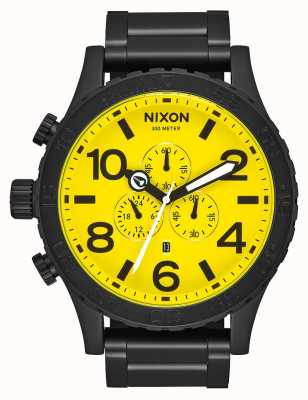 Nixon 51-30 crono | todo negro / amarillo | pulsera de acero ip negro | esfera amarilla A083-3132-00