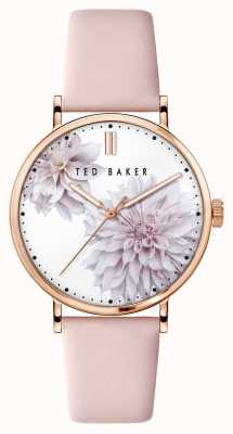 Ted Baker | mujer | phylipa peonia | correa de piel rosa | esfera floral blanca | BKPPHF008