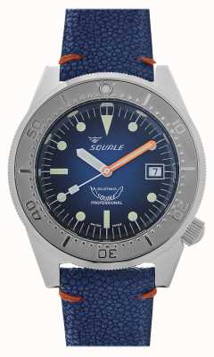 Squale 1521 rayo azul | esfera azul | correa de cuero azul 1521PROFSS-CIN20RZBL