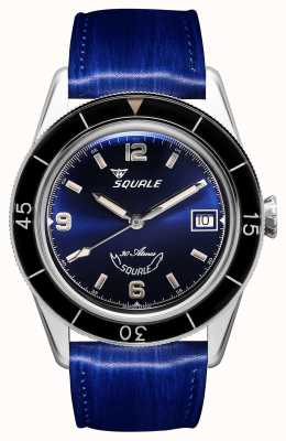 Squale 60 años azul | sub-39 | correa de cuero azul | esfera azul SUB39BL-CINSQ60BL