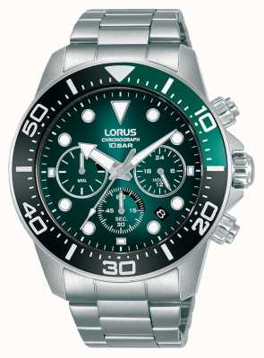Lorus Cronógrafo para hombre | esfera verde | pulsera de acero inoxidable RT341JX9