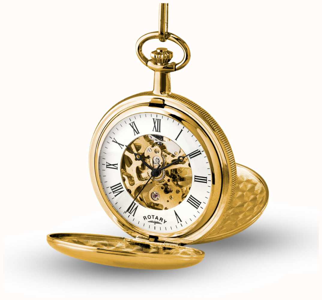 Rotary Hombres Mecanica | Chapado En Oro | Bolsillo | Cadena MP00727/01 - First Watches™ ESP