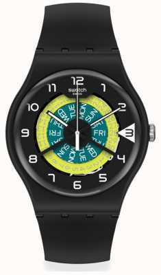 Swatch Sigue girando | correa de silicona negra | dial de dos tonos SUOB732