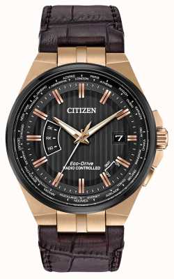 Citizen Mundo de los hombres perpetuo en | correa de cuero marrón CB0168-08E