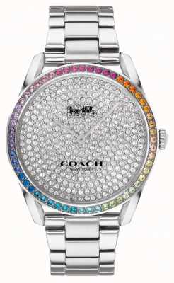 Coach Preston femenino | pulsera de plata de acero inoxidable | esfera de cristal 14503658