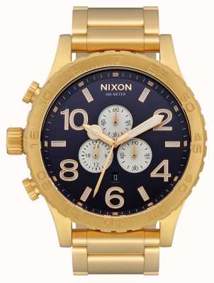 Nixon 51-30 crono | todo oro / índigo | pulsera de oro ip | esfera índigo A083-2033