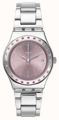 Swatch Pinkaround | pulsera de plata de acero inoxidable | esfera rosa YLS455G