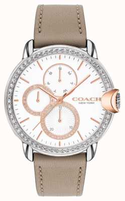 Coach Arden de mujeres | correa de piel de becerro piedra | esfera de cristal blanco 14503733