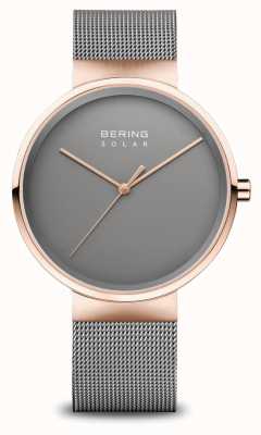 Bering Reloj solar para hombre oro rosa / gris 14339-369