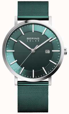 Bering Reloj solar para hombre con fecha y esfera verde 15439-808