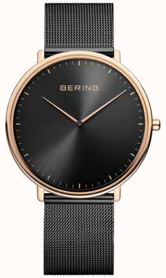 Bering Reloj clásico unisex negro y oro rosa 15739-166