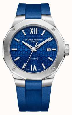 Baume & Mercier Reloj Riviera azul con correa de caucho M0A10619