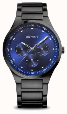 Bering Clásico | hombres | cepillado negro | esfera azul 11740-727