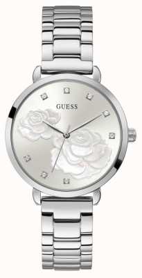 Guess Rosa brillante | pulsera de plata de acero inoxidable para mujer | esfera plateada GW0242L1