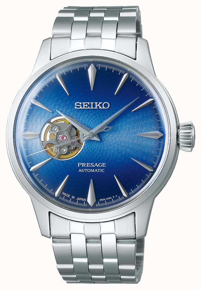 Reloj Seiko Presage Cocktail Hombre Plateado y Azul Automático SSA405J1