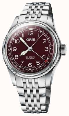 ORIS Gran corona puntero fecha automática (40 mm) esfera roja/brazalete de acero inoxidable 01 754 7741 4068-07 8 20 22