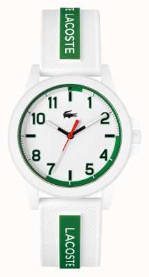 Lacoste Reloj Rider con correa de silicona blanca y verde 2020140