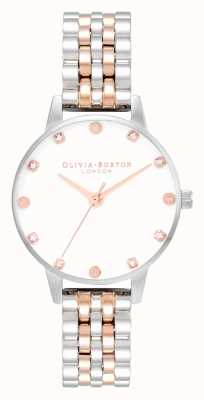 Olivia Burton Conjunto de pulsera de corazón y reloj de dos tonos para mujer OBGSET159