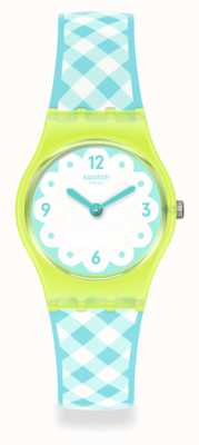 Swatch Reloj Picmika con correa de silicona azul y amarilla LJ112