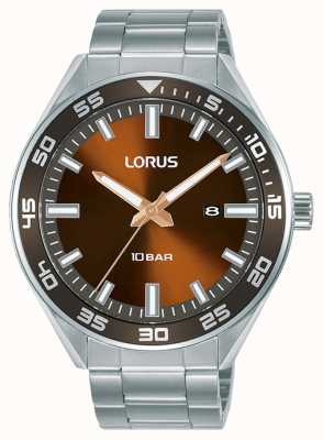 Lorus Reloj deportivo de cuarzo esfera marrón rayos de sol RH937NX9
