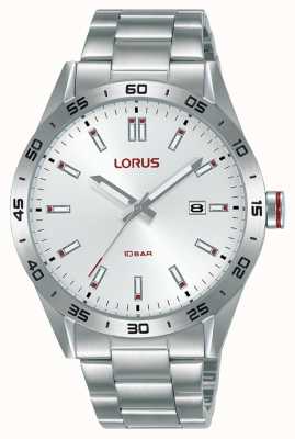 Lorus Reloj deportivo de cuarzo de 40 mm con esfera plateada con rayos de sol RH963NX9