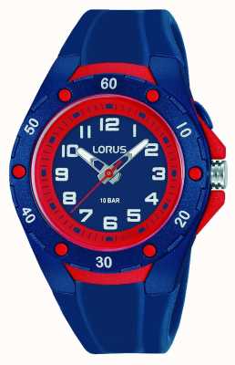Lorus Reloj infantil 100m (36mm) azul + esfera roja / silicona azul R2373NX9