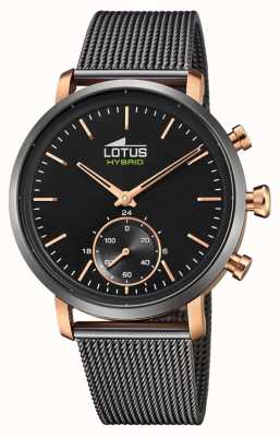 Lotus Reloj conectado para hombre | oro negro y rosa | pulsera de malla de acero negro L18805/3