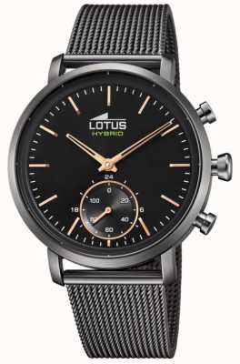 Lotus Reloj inteligente híbrido conectado | esfera negra | pulsera de malla de acero negro L18806/1