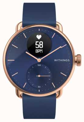Withings Scanwatch reloj inteligente híbrido con esfera azul y oro rosa de 38 mm con ecg HWA09-MODEL 6-ALL-INT