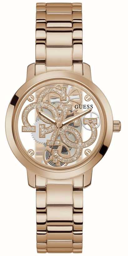 Guess Reloj De Pulsera De Oro Rosa Con Esfera Transparente Para Mujer  Quattro GW0300L3 - First Class Watches™ ESP