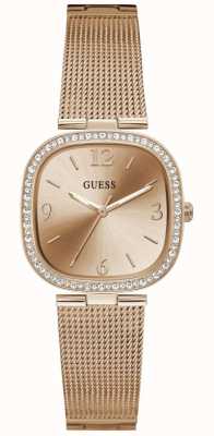 Guess Tapestry reloj de pulsera de acero inoxidable con esfera cuadrada de oro rosa para mujer GW0354L3