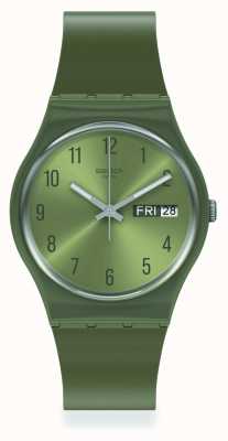 Swatch Reloj con correa de silicona verde nacarado GG712