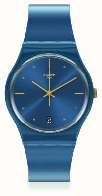 Swatch Reloj con correa de silicona azul nacarado GN417