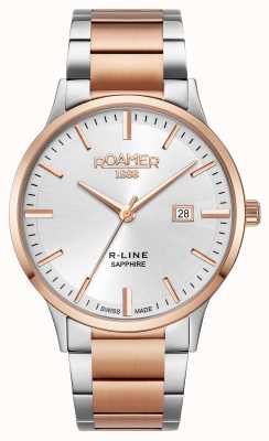 Roamer R-line classic silver dial pulsera bicolor de oro rosa 718833 47 15 70