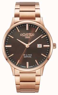 Roamer R-line classic pulsera de oro rosa con esfera marrón 718833 49 65 70