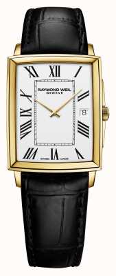 Raymond Weil Reloj toccata rectangular para hombre con correa de piel de pvd en oro amarillo y oro amarillo 5425-PC-00300