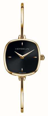 Herbelin Reloj Fil de mujer con esfera negra y pulsera esclava de pvd dorado 17207BP14